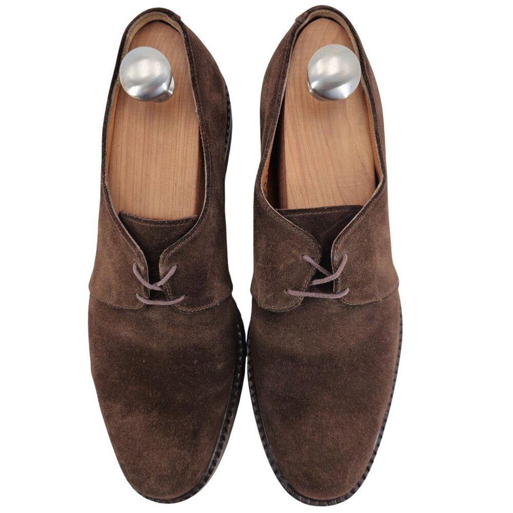 Salvatore Ferragamo Italy Brown Suede Plain-toe Derby Mens 7 Dress Shoes Oxfords - Picture 10 of 10